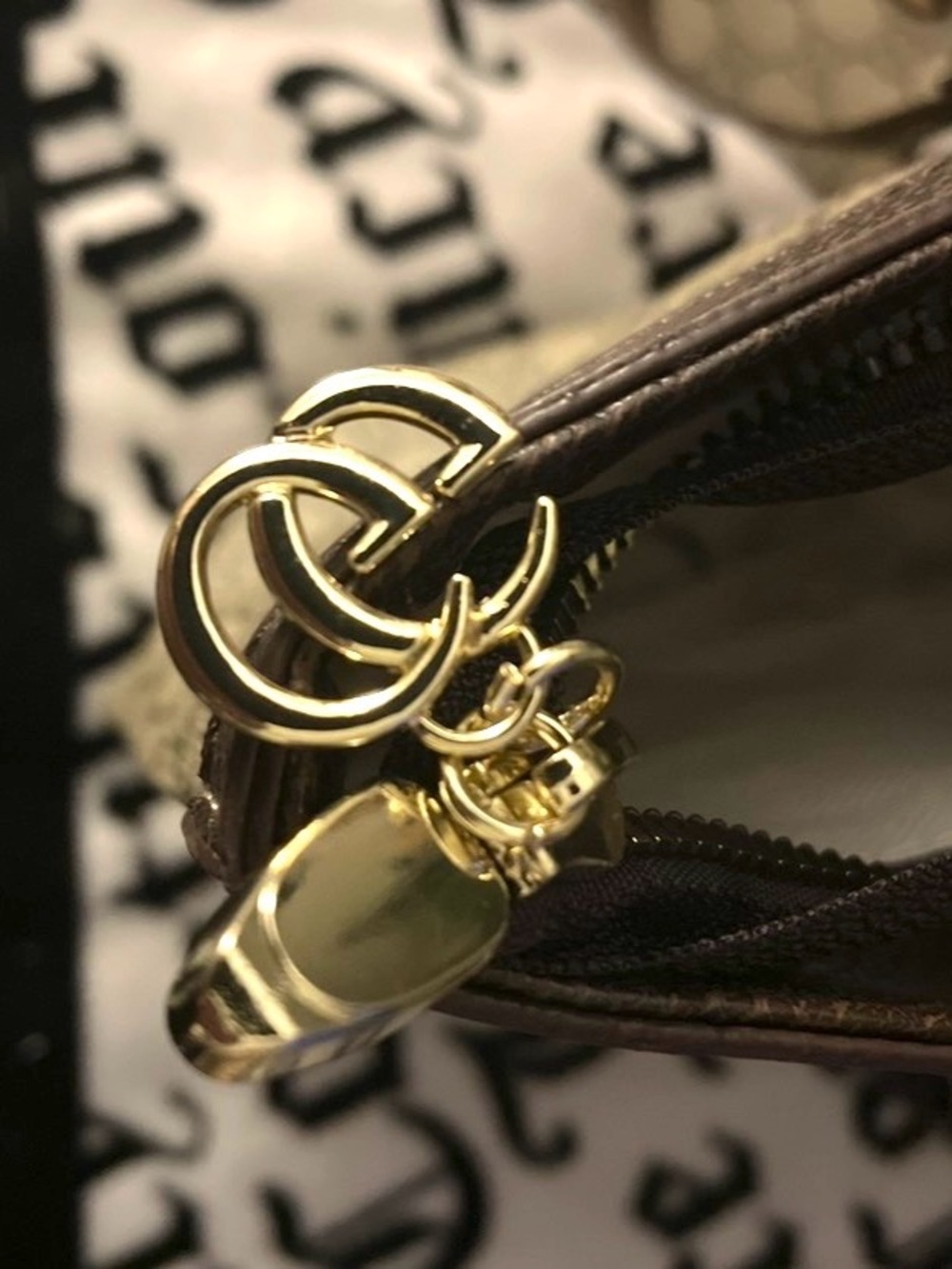 Gucci Brown Beige GG Canvas Tote with Green-Red Stripe - Picture 6 of 9